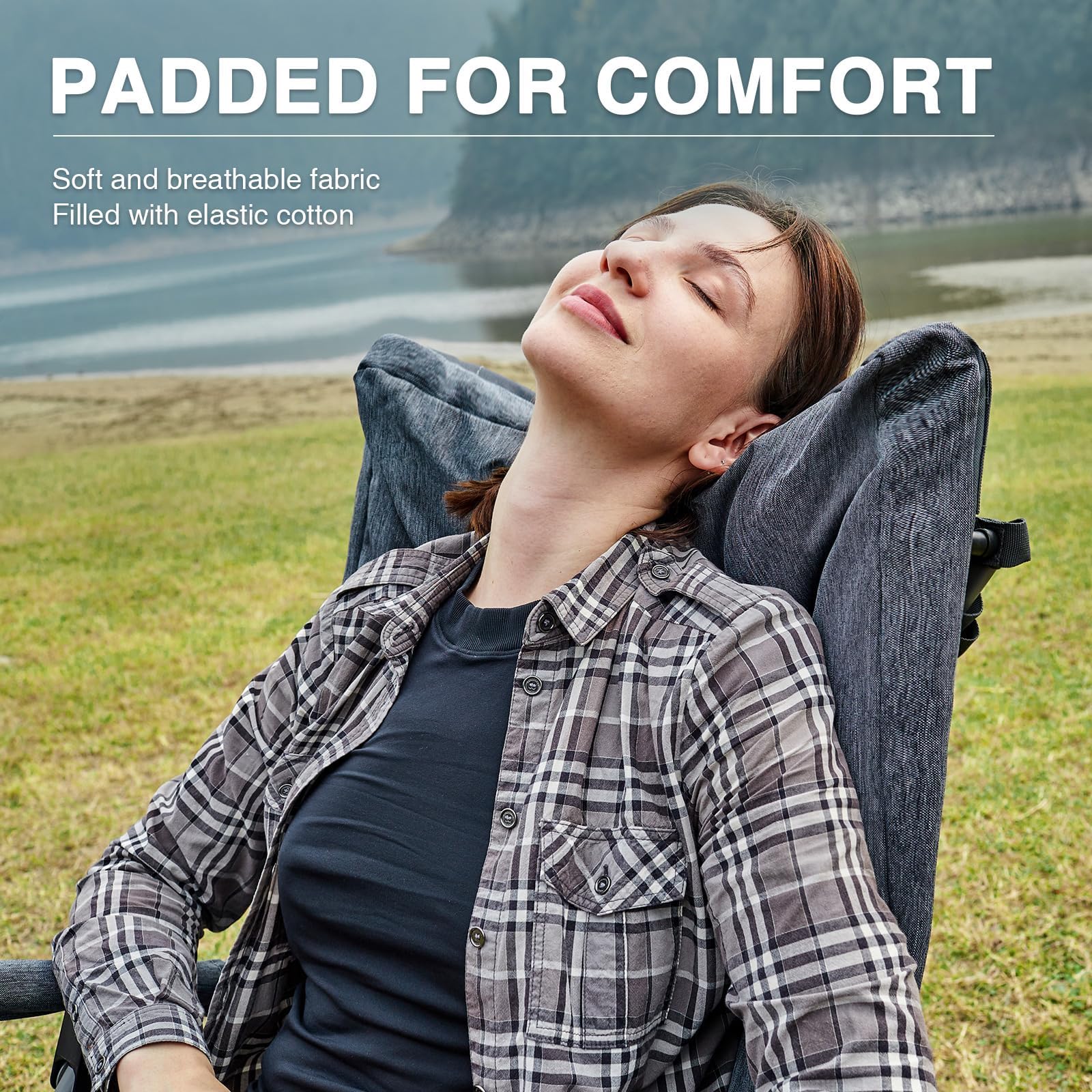 Ever Advanced Oversized Folding Rocking Camping Chair, Padded Portable Rocker Chair For Patio, Lawn And Outdoors, Heavy Duty Hard Armchair For Adults Supports 400Lbs, Grey