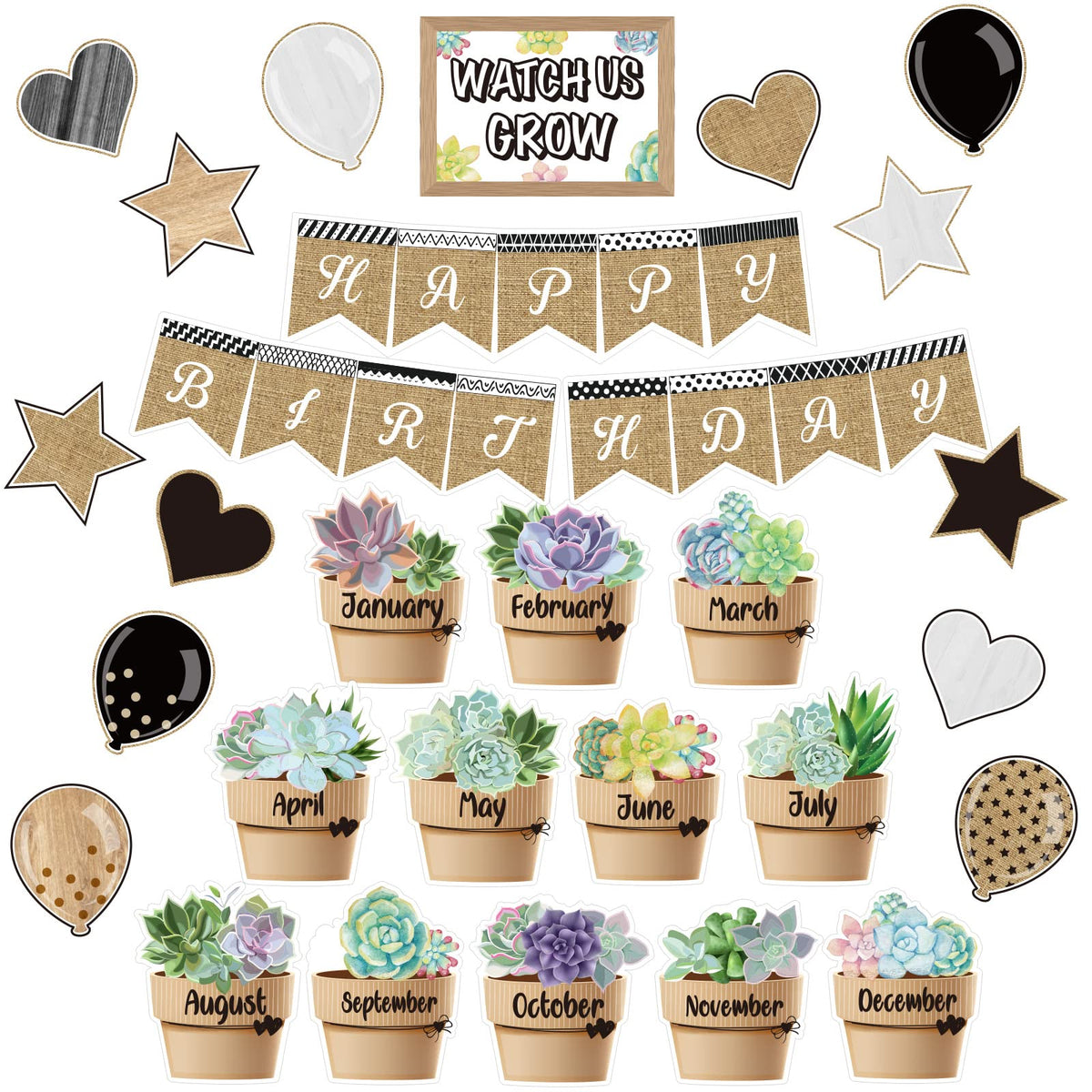 28 Pieces Happy Birthday Posters For Classroom, Bulletin Board Set Birthday Wall Decoration Cutouts For Calendars Classrooms Par