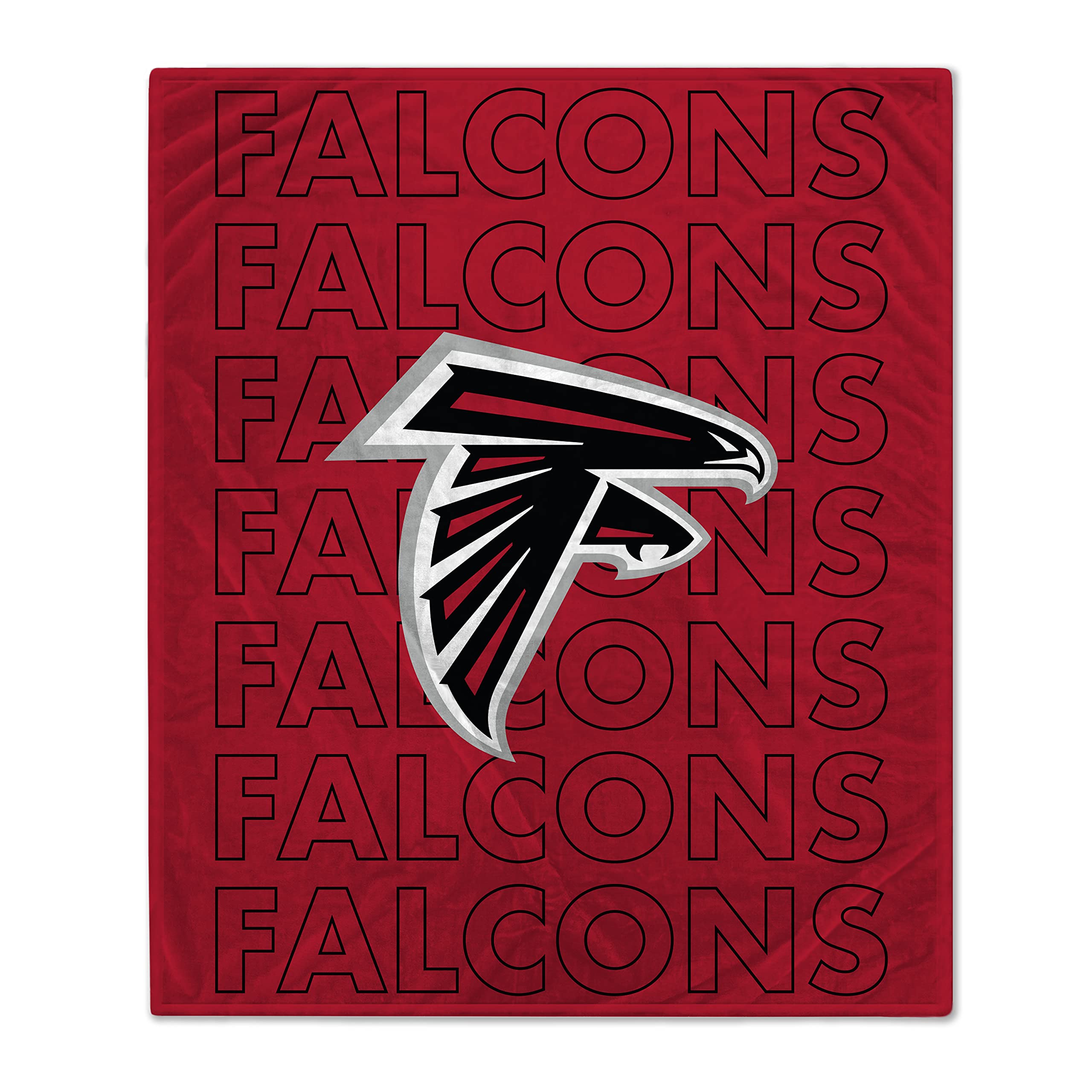 Pegasus Sports Nfl Echo Team Wordmark Plush Blanket- Atlanta Falcons Team Color 60X70