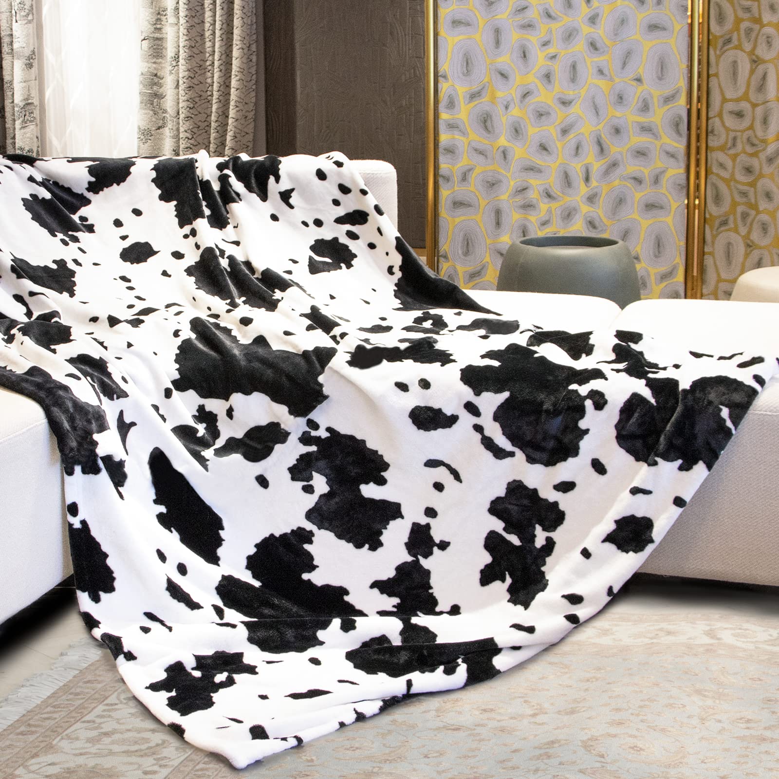 Cow Print Blanket Twin Size Soft Cozy Fuzzy Lightweight Black Cow Blankets And Throws Warm Plush Fleece Flannel Cow Printed Blan