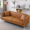 FOTOSOK 78   Sofa, Modern Leather Couches for Living Room, Comfy, Faux Leather Sofa 3 Seater Sofa with 2 Throw Pillows and Gol