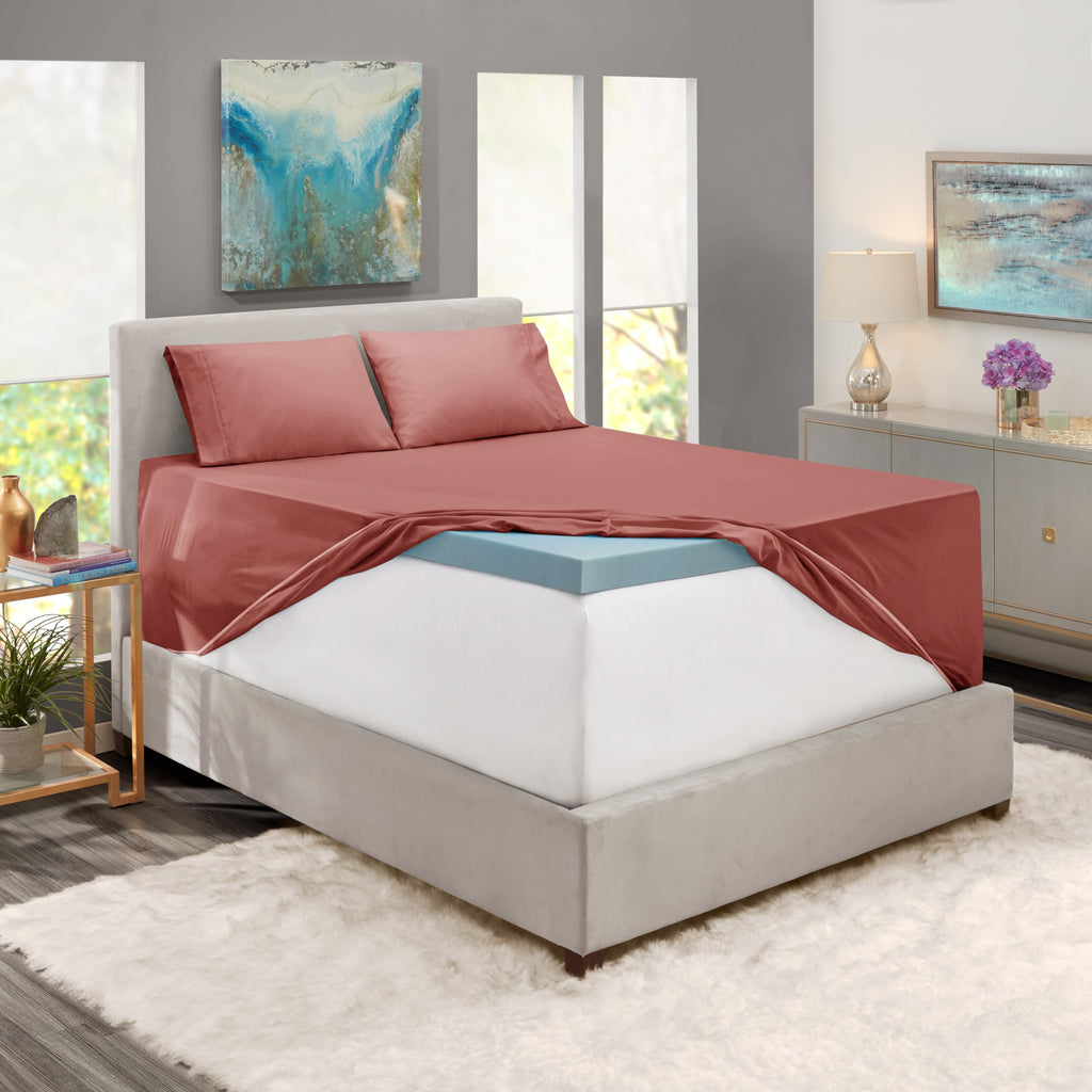 Nestl Extra Deep Pocket Sheets - Fits Mattress 18-24 Inches Deep, Extra Deep Pocket King Size Sheets Sets, 4 Piece King Size Sheets, King Sheets Deep Pocket, Pink Clay Sheets