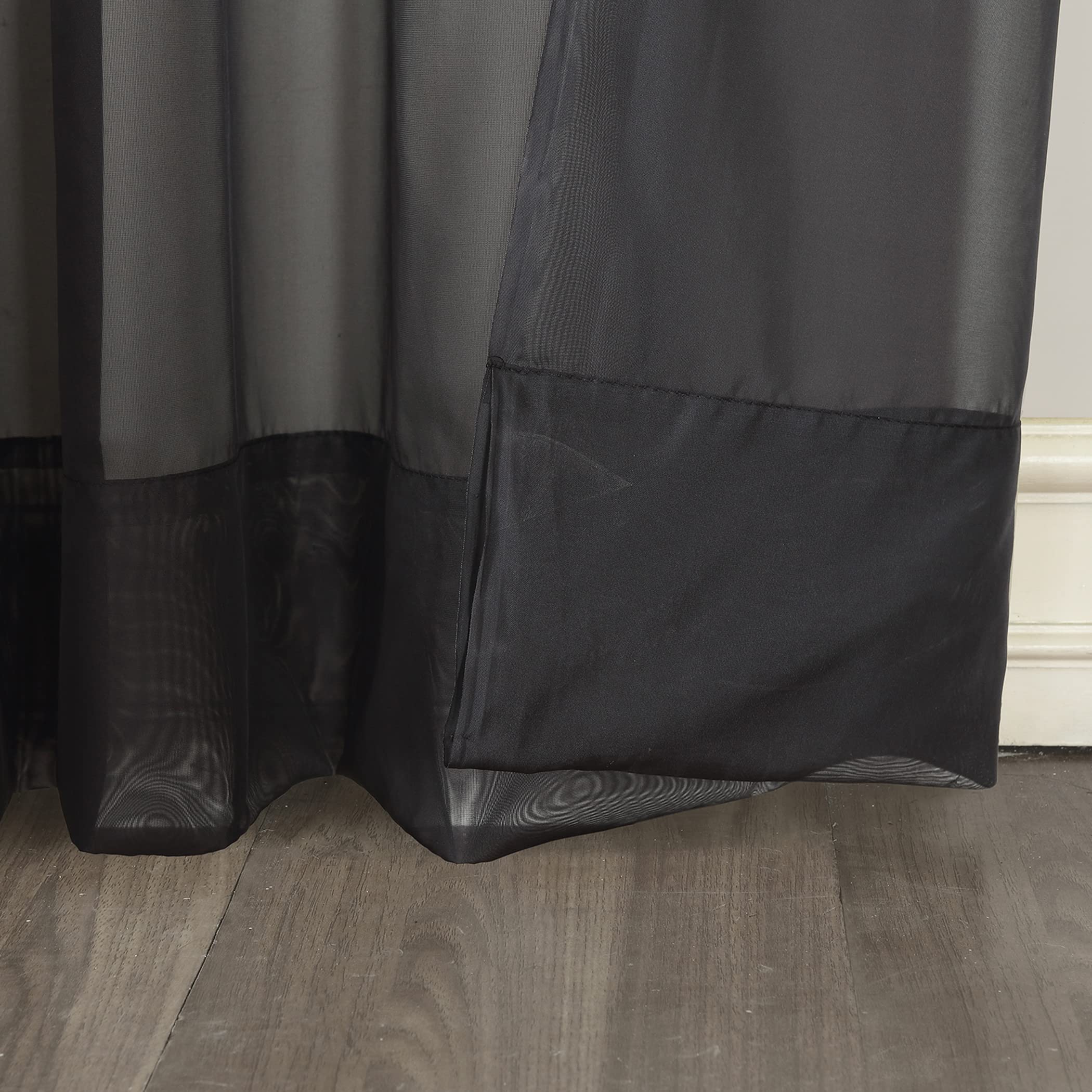 No. 918 53566 Emily Sheer Voile Rod Pocket Curtain Panel, 59'' X 95'', Black
