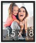 Poster Palooza 15x18 Frame Black Solid Wood Picture Frame | 0.75 Inch Moulding Width | Includes UV Acrylic Plexiglass, Foam Boar