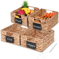 Water Hyacinth Storage Baskets Set of 4 HandWoven Wicker Pantry Baskets