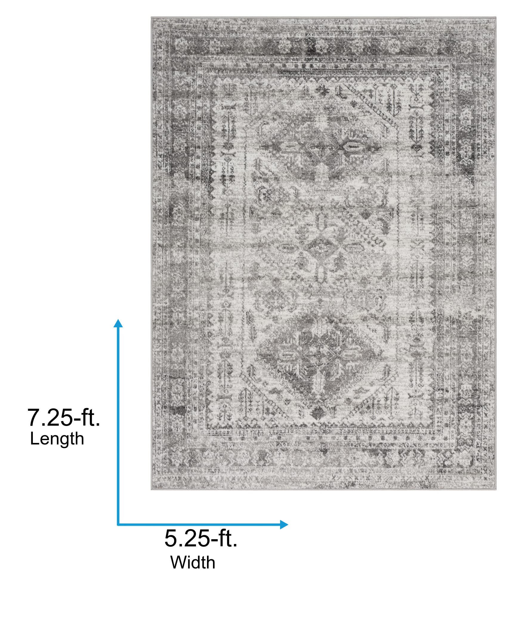 Livabliss Desta Vintage Oriental Area Rug,5'3'' X 7'3'',Charcoal