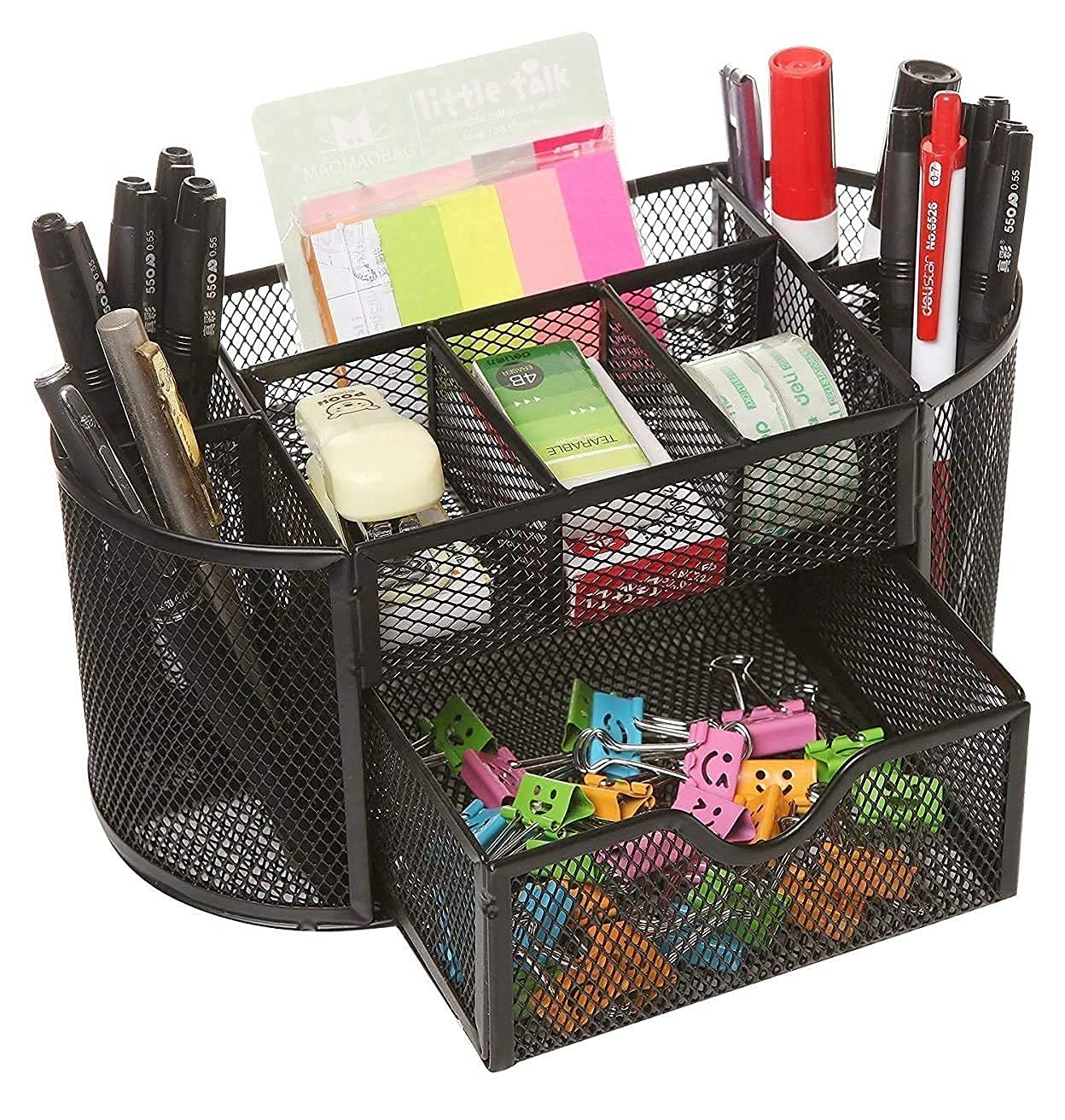 Ofixo 9 Compartment Metal Mesh Desk Organizer Stationery Storage Stand Pen, Pencil Holder For Office, Home, And Study Table