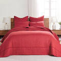Levtex Home - Cross Stitch Red Bedspread Set - Queen Quilted Bedspread And Two Standard Shams - Cross Stitch Pattern - Bedspread