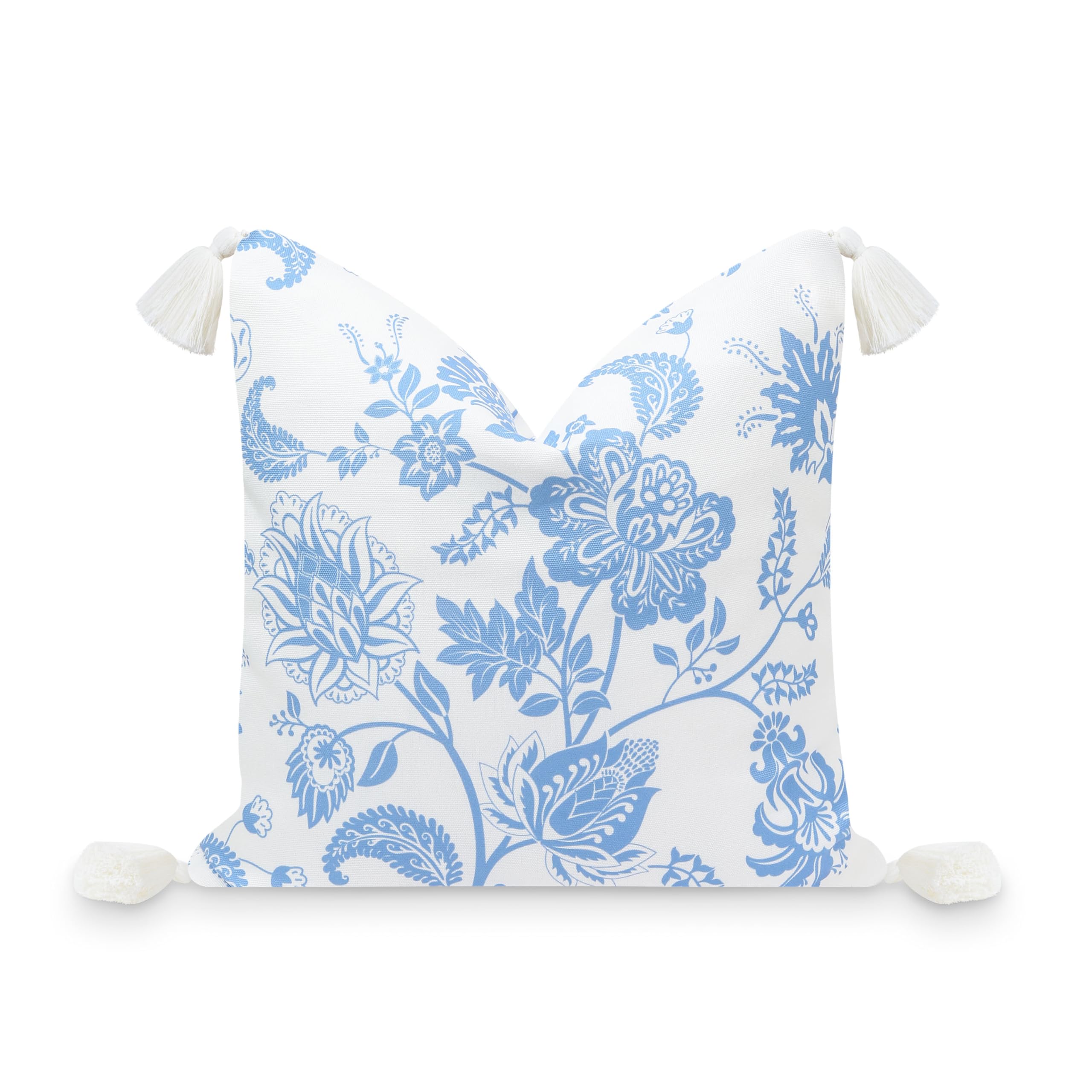 Hofdeco Premium Coastal Patio Indoor Outdoor Pillow Cover Only, 18'X18' Water Repellent For Backyard, Couch, Cornflower Blue F