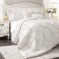 Lush Decor Avon Comforter Set, 3 Piece Set, King, White - Farmhouse Bedding Set - White Comforter - Elegant Ruffle Bedding - Sof