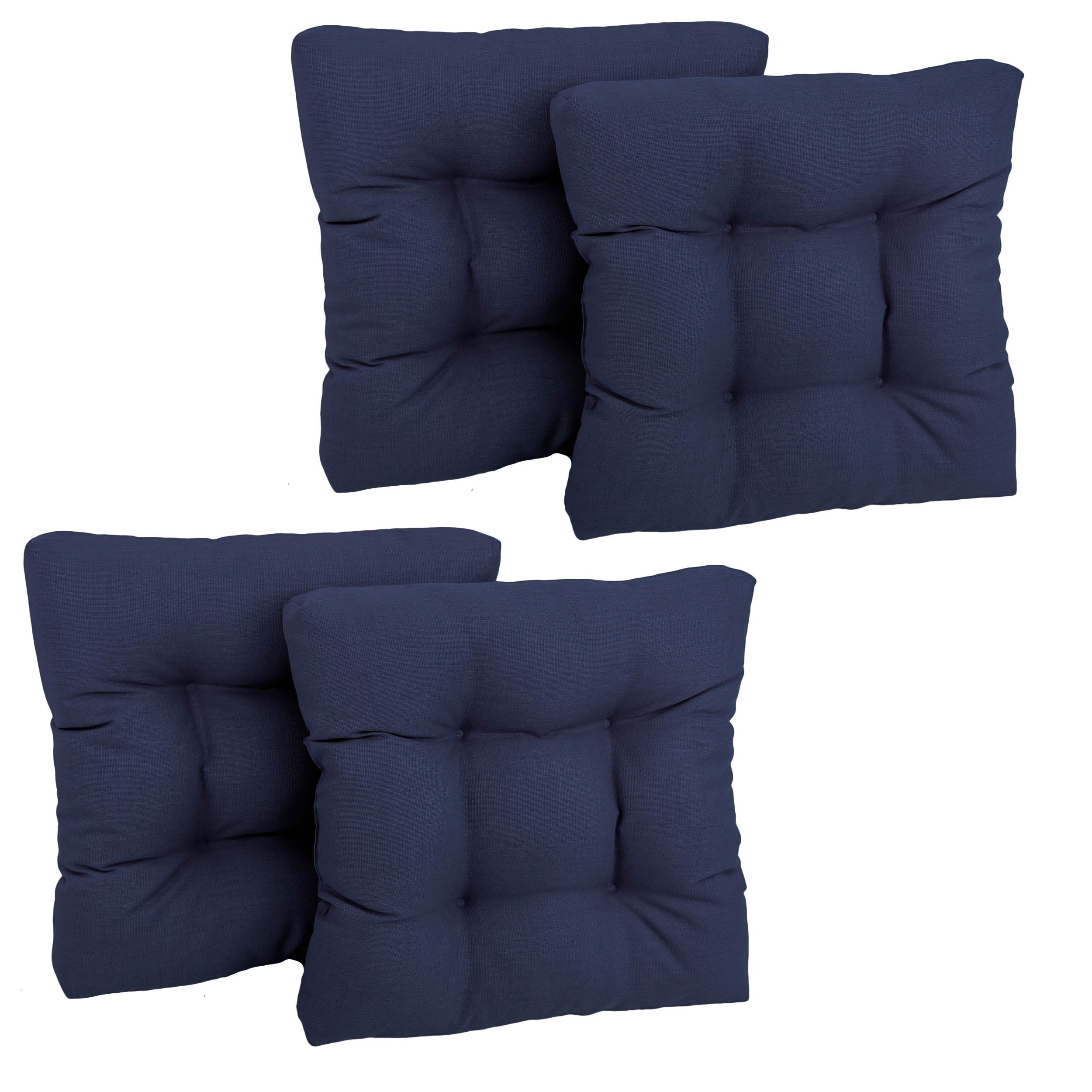 Blazing Needles Indoor/Outdoor Square Tufted Chair Cushion, 19 x 19, Azul 4 Count