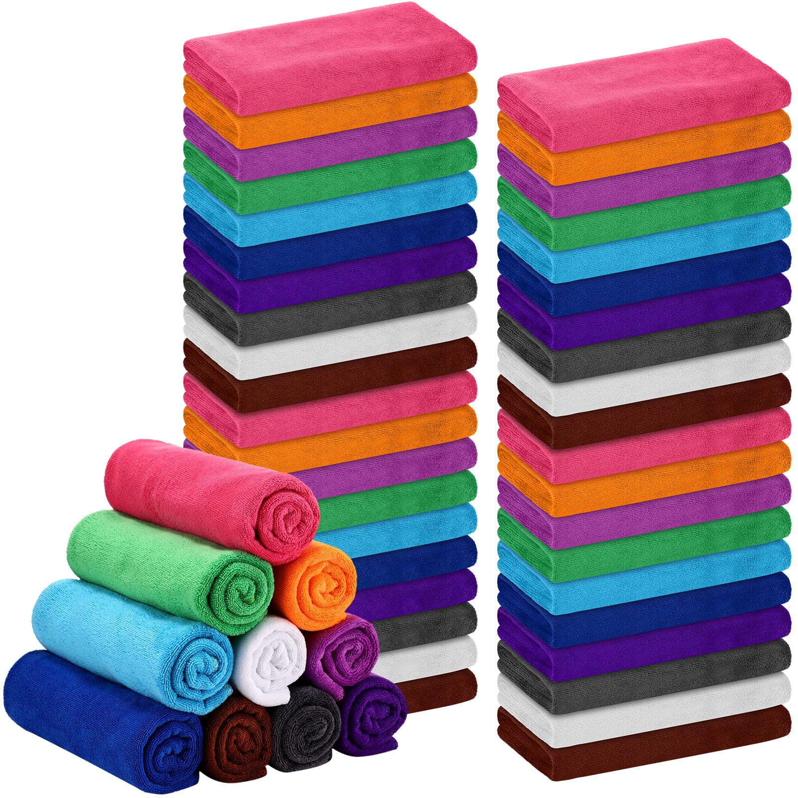 Kinlop 50 Pieces 30 x 14 Inch Large Bleach Proof Microfiber Salon Hair Towels Bulk Bleach Resistant Absorbent Hair Drying Stylis
