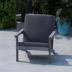 Flash Furniture Charlestown Adirondack Style Deep Seat Patio Club Chair with Cushions - Gray Poly Resin Frame - Cream All-Weather Cushions - Indoor/Outdoor