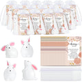 Tatuo 48 Sets Easter Mini Bunnies Mini Rabbit Figurines Cake Topper Motivational Bunny Card Gift Bags Hug Inspirational Gift for