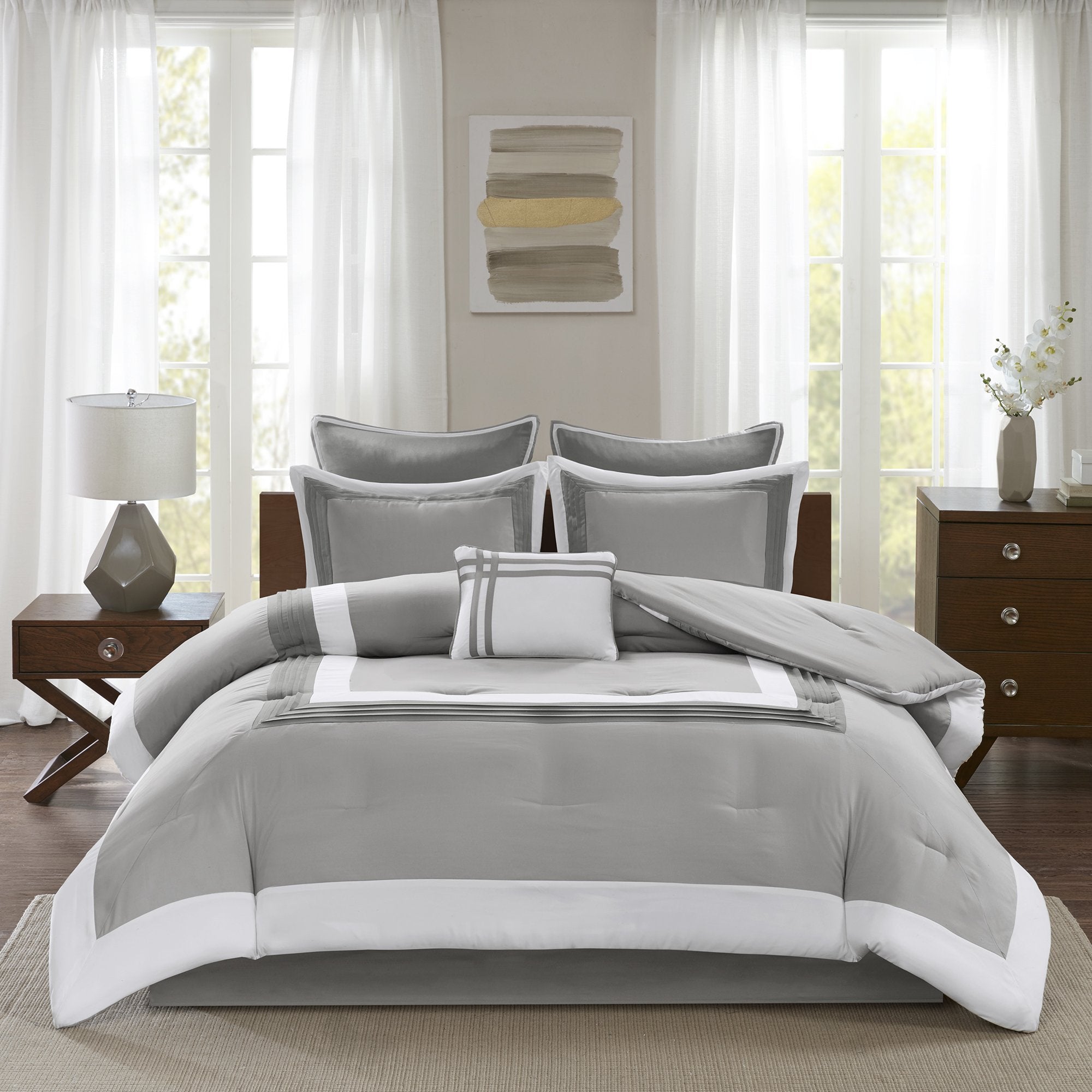 Comfort Spaces Malcom Cozy Comforter Set - Modern Trendy Design, All Season Down Alternative Bedding, Matching Shams, Hotel Delu