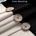 Awellife Linen Button Farmhouse Beige Shower Curtain,Linen And Cotton Woven Fabric,Pleated Brown Stripe,Country Style (Black & Cream, 78' L X 72' W)