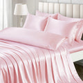 Ersmak 7 Pieces Satin Sheets Set King Size, Luxury Silky Blush Pink Satin Bed Sheets Set with 1 Deep Pocket Fitted Sheet, 1 Soft