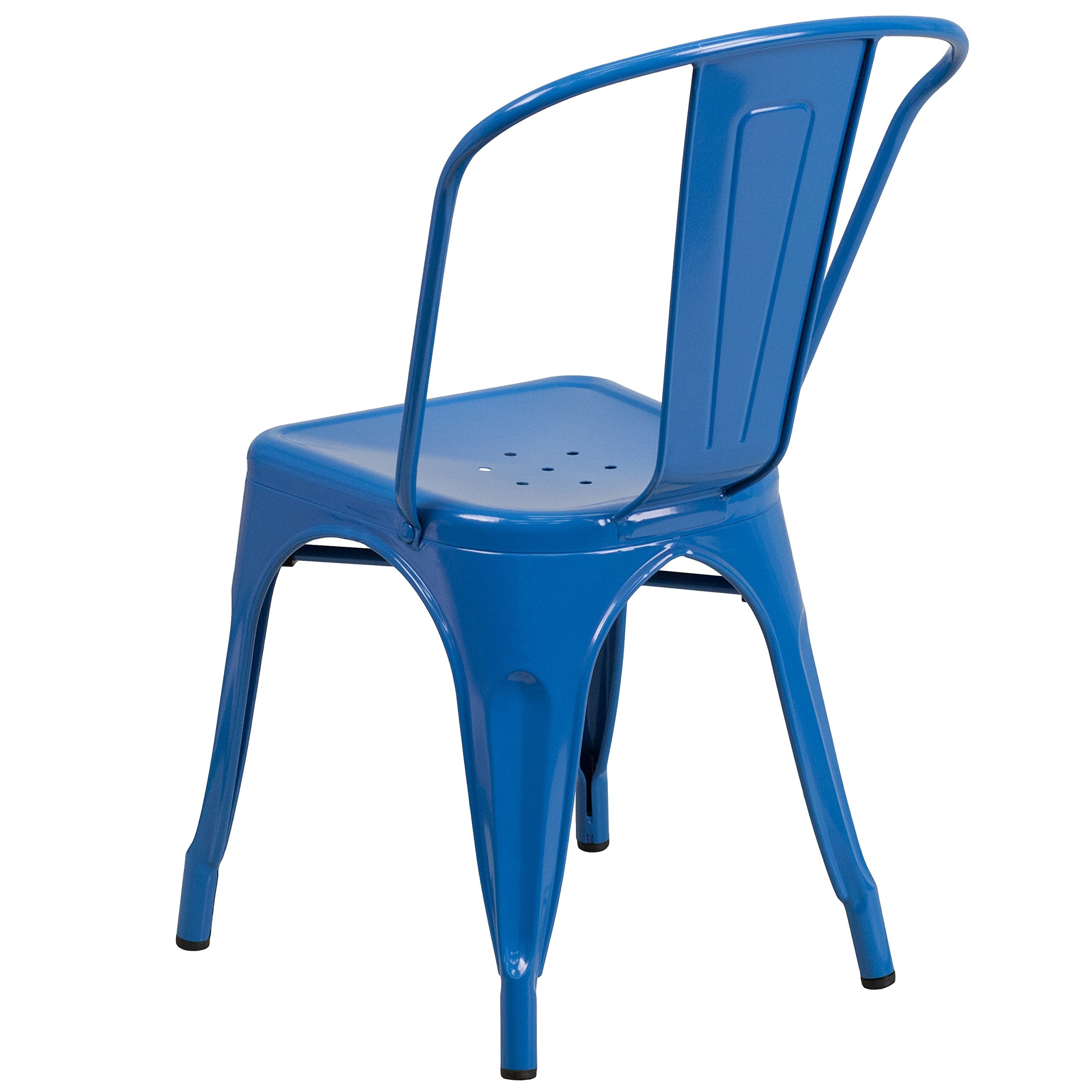 Flash Furniture Commercial Grade 31.5' Square Blue Metal Indoor-Outdoor Table Set With 4 Stack Chairs