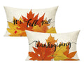 All Smiles Thanksgiving 12X20 Lumbar Throw Pillow Covers Set Of 2 Fall Cushions Cases Decorations Outdoor Autumn Maple Leaves Or