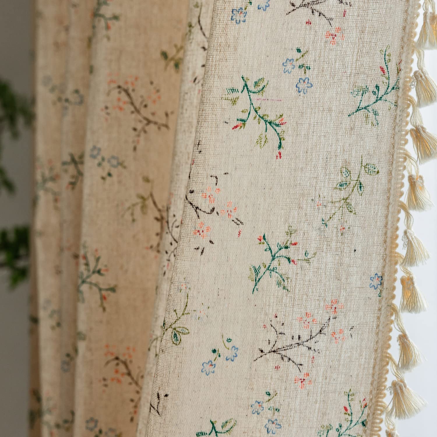 ENJOYBRIDAL Floral Boho Curtains 2 Panels Short 63 Inch Curtains Patterned Semi Sheer Living Room Drapes Farmhouse Bohemian Wind