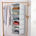 Kuber Industries 6Shelf Foldable Hanging Organizer for Wardrobe with Velcro | 10x15 Inch | Multipurpose Almirah Organizer Cloth
