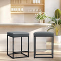 ALPHA HOME 24 Inch Counter Height Bar Stools Set of 2, Upholstered Bar Stools for Kitchen Island, Counter Stools with Faux Leath