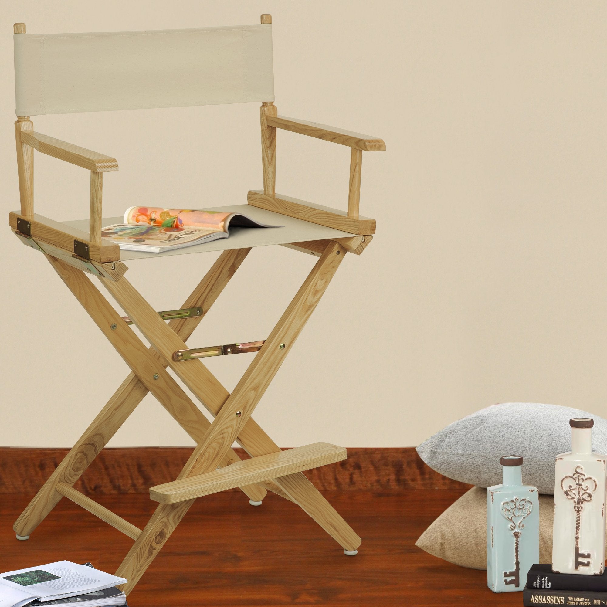 American Trails Extra-Wide Premium 24&quot; Director's Chair Natural Frame with Natural Canvas, Counter Height