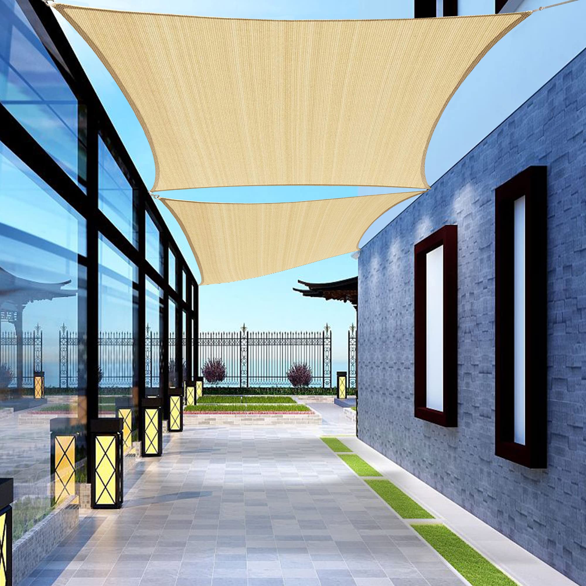 Shadewiz Rectangle 8' X 10' Beige Sun Shade Sail Canopy Awning For Patio Backyard Lawn Garden Outdoor Activities Grade Uv Block