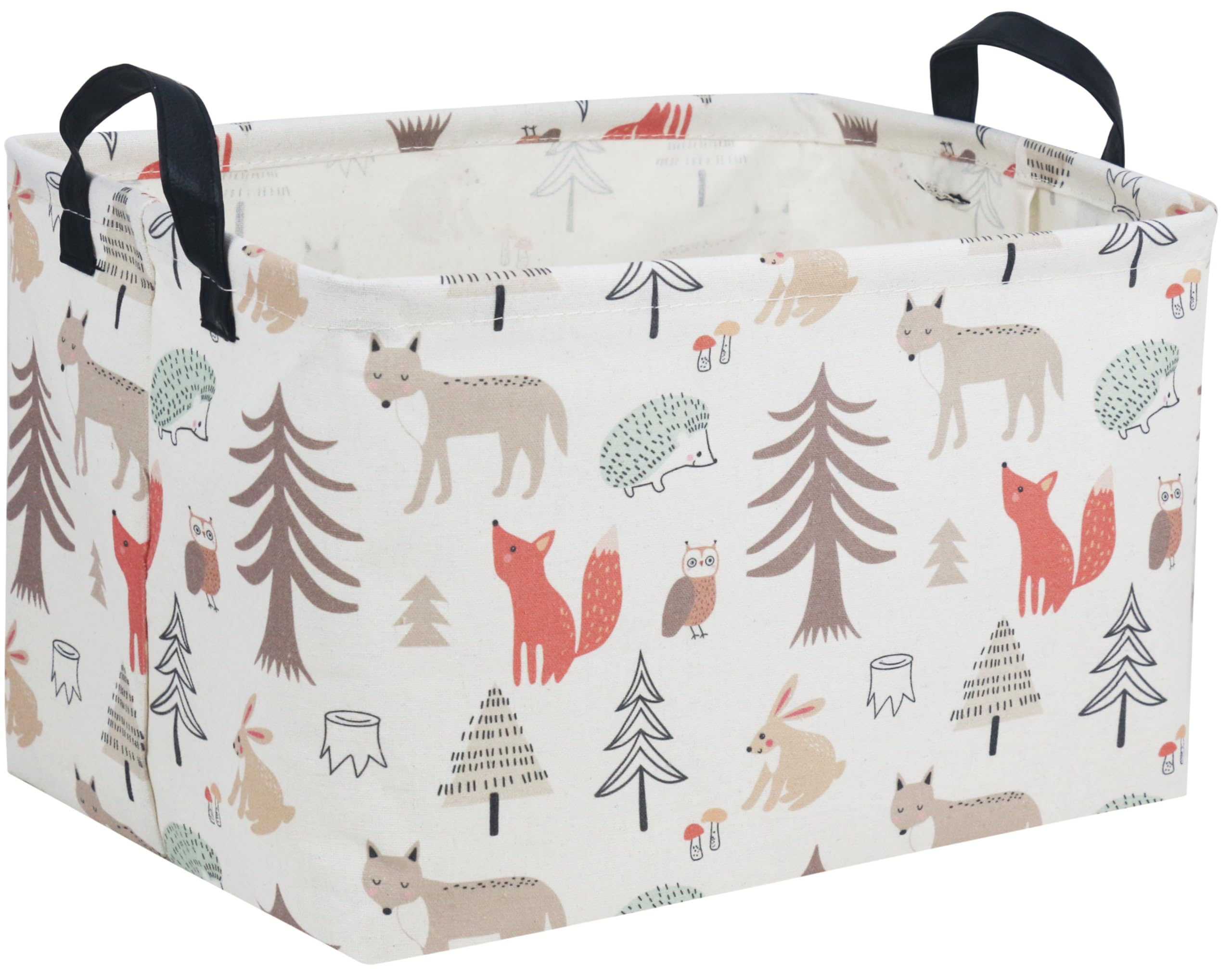 Essme Rectangular Kids Basket,Animal Storage Basket with Handles for Room Decor, Ocean Storage Bin(Grey animal)