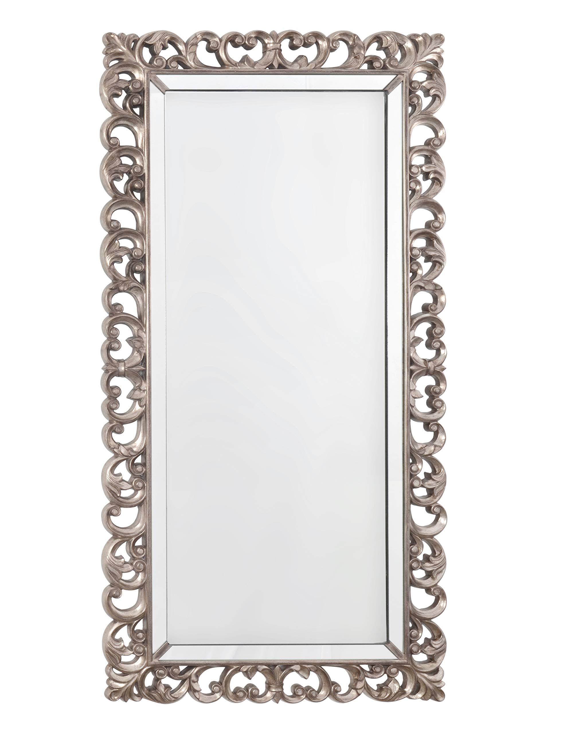 Timeless Reflections By Afd Home 11115145 Inlaid Mirror, Burnished Silver Finish