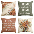 Avoin Colorlife Home Sweet Home Terracotta Sage Throw Pillow Covers, 18 X 18 Inch Seasonal Spring Eucalyptus Floral Motto Cushio