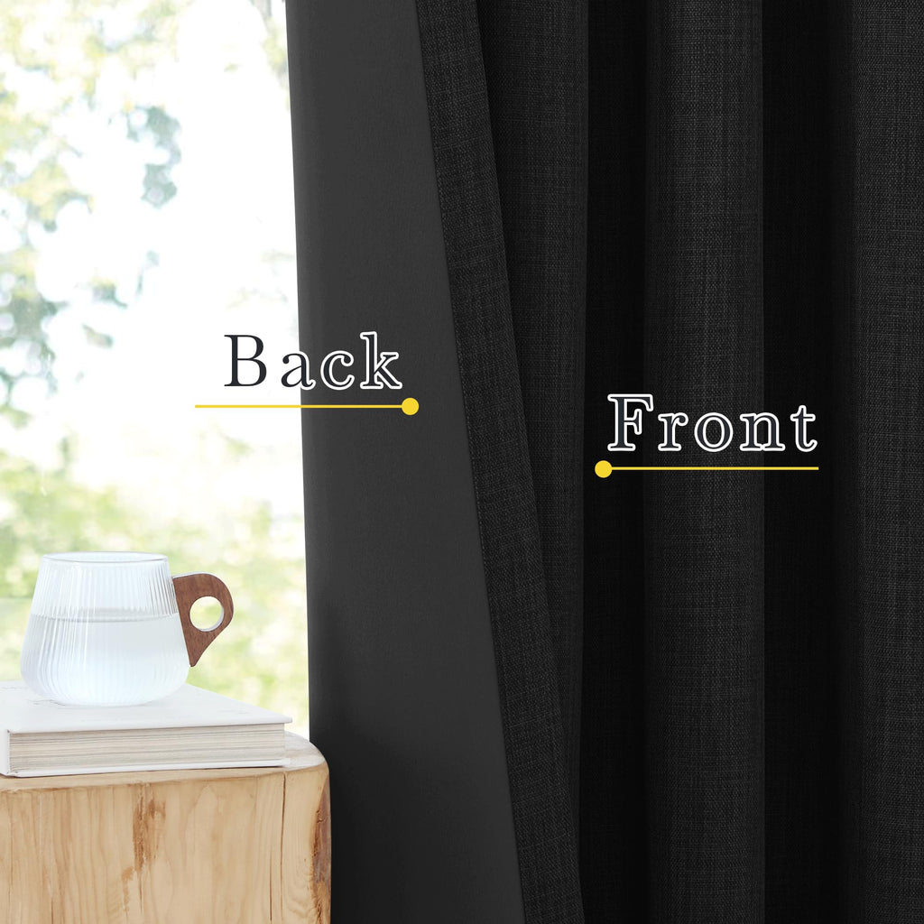 Nicetown Black Out 120 Inch Curtains For Living Room, Faux Linen Hook Belt/Rod Pocket/Back Tab Room Darkening Thermal Window Tre