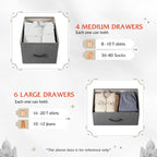 Wlive Fabric Dresser For Bedroom, Dresser With 10 Drawers, Storage Tower With Fabric Bins, Double Dressers, Chest Of Drawers For Closet, Living Room, Hallway, Dark Grey