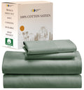 California Design Den Soft Queen 100% Cotton Sheet Set, Queen Sheet Set With Sateen Weave, Cooling Sheets - Sage Green