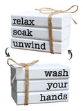 Farmhouse Mini Bookstack for Bathroom Decor Wooden Mini Books for Restroom Shelf Decorative Accent for Guest Bathroom Bathroom M