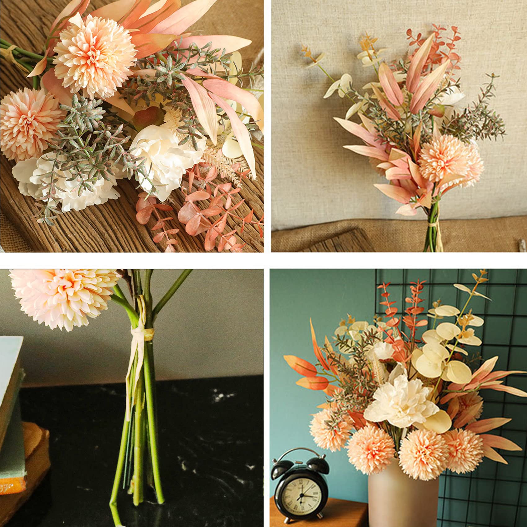 Hanlongyu Artificial Silk Flowers For Home Decor And Wedding, Faux Flower Dining Table Centerpiece. Artificial Plants Peach Flow