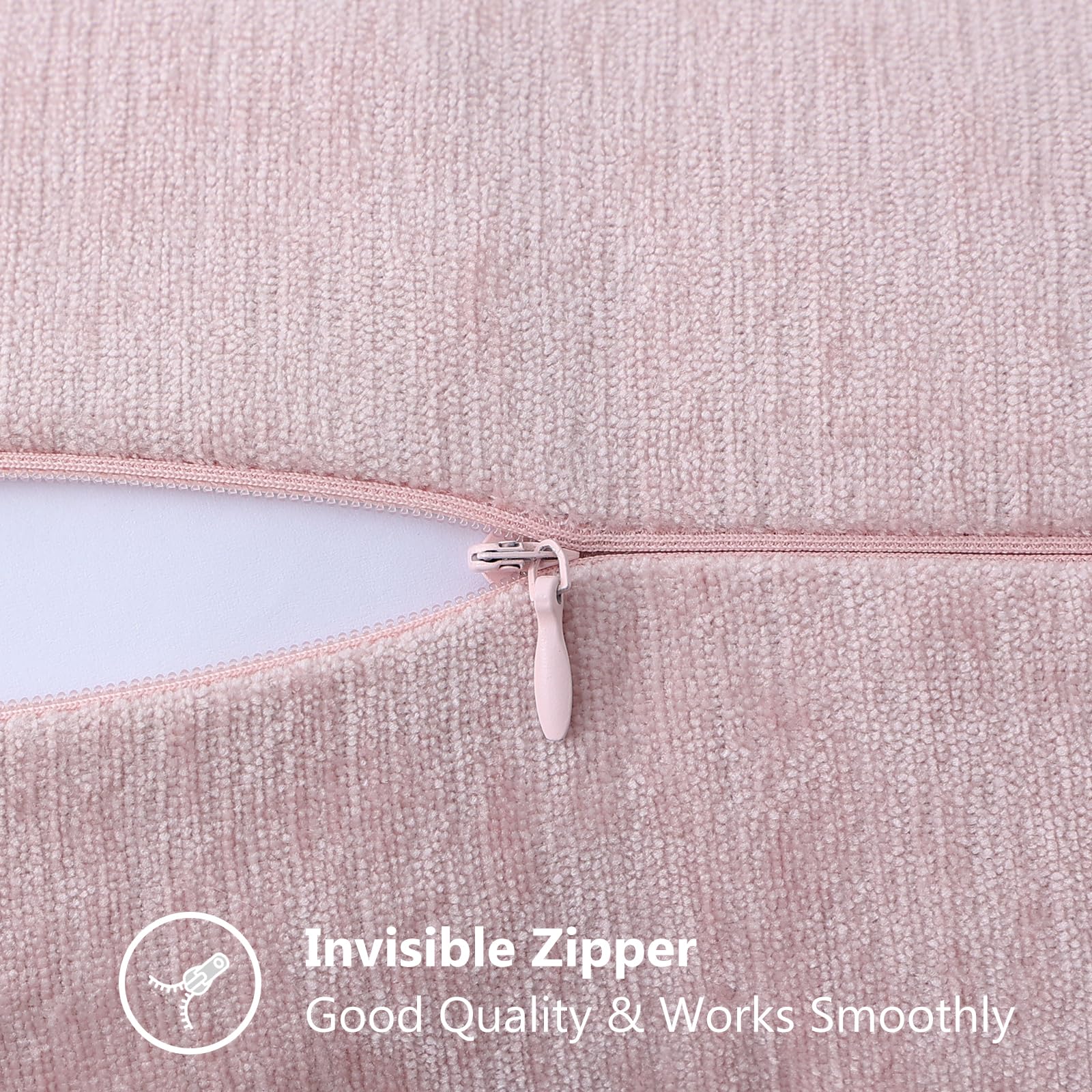 Decoruhome Valentine'S Day Chenille Soft Throw Pillow Covers 22X22 Set Of 2, Farmhouse Velvet Spring Pillow Covers, Decorative Square Pillow Covers With Stitched Edge For Couch Sofa Bed, Blush Pink