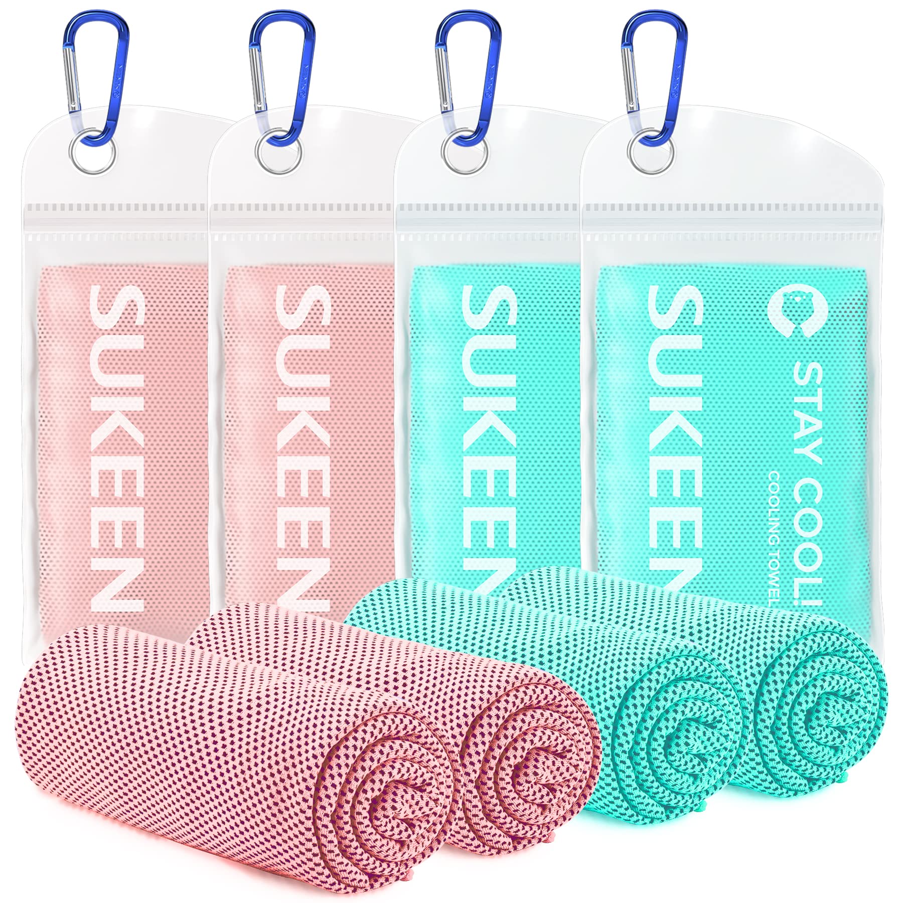 Sukeen [4 Pack Cooling Towel (40x12),Soft Microfiber Chilly Towel for Yoga,Sport,Running,Gym,Workout,Camping,Fitness,Workout & M