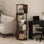 Furinno Econ 4-Tier Zigzag Corner Shelf Bookcase, Bookshelf, Amber Pine/Black