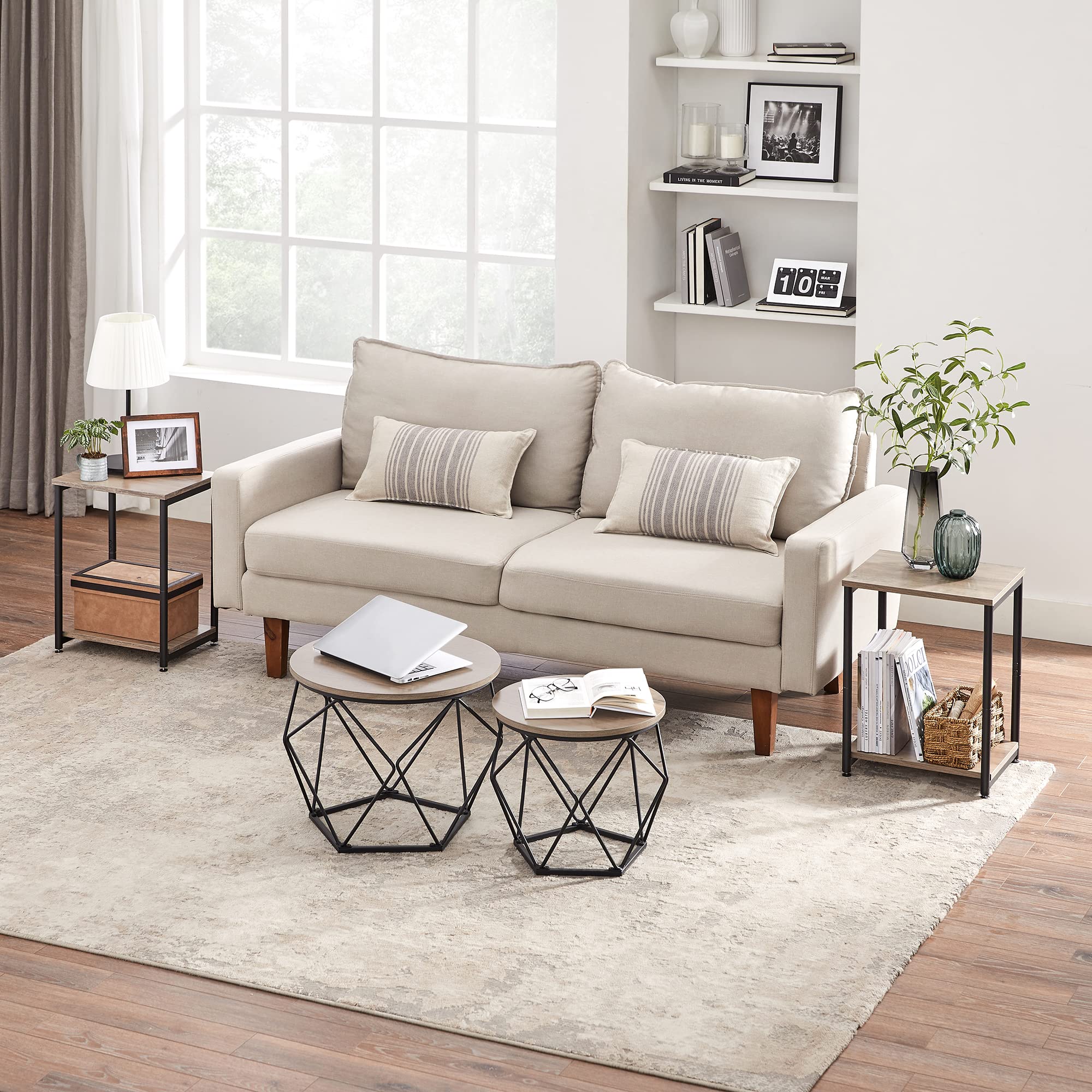 Vasagle Side Table, Small End Table, Nightstand For Living Room, Bedroom, Office, Bathroom, Greige And Black Ulet271B02