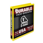 Samsill Durable 1 Inch Binder, Made In The Usa, D Ring Binder, Customizable Clear View Binder, Yellow, Holds 225 Pages