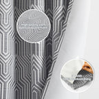 Dark Grey And Silvery 100% Blackout Curtains 120 Inch Length 2 Panels, Jacquard Thermal Insulated Noise Reducing Grommet Drapes