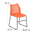 Flash Furniture HERCULES Series 661 lb. Capacity Orange Stack Chair with Air-Vent Back and Black Powder Coated Sled Base
