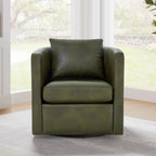 Comfort Pointe Sheldon Fern Green Faux Leather Swivel Barrel Chair