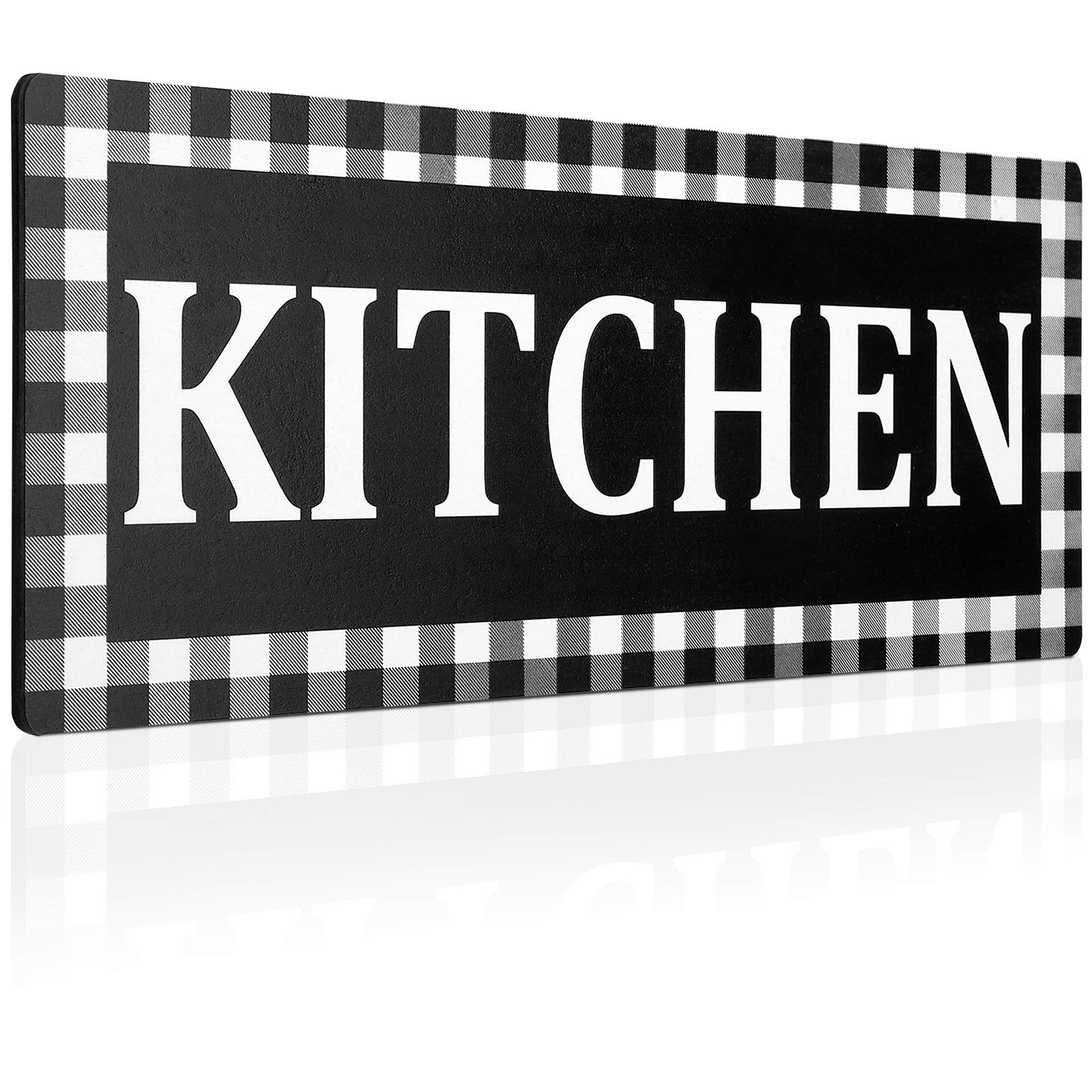 Wooden Kitchen Sign Buffalo Plaid Wall Decor 13.8 x 5.1 Inches Rustic Wall Sign Black and White Vintage Farmhouse Kitchen Decor 