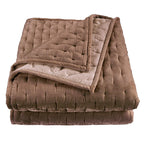 Hiend Accents Stella Faux Silk Velvet Quilt, King Size, Dusty Rose Solid Color, Romantic Modern Western Traditional Style Luxury