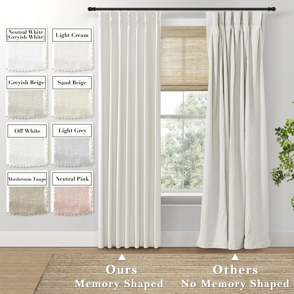 Blackout Curtains Drapes 84 Inch Length 2 Panels Set Linen Farmhouse Curtains For Living Room,Pinch Pleated Black Out Curtain For Bedroom Window Treatments Cortinas Para Sala,By Size 84 Long,Cream
