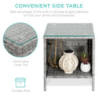 Best Choice Products 3-Piece Outdoor Wicker Conversation Bistro Set, Space Saving Patio Furniture For Garden W/Side Table - Gray/Gray