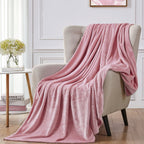 Walensee Fleece Blanket Plush Throw Fuzzy Lightweight (Queen Size 90X90 Blush) Super Soft Microfiber Flannel Blankets For Couch,