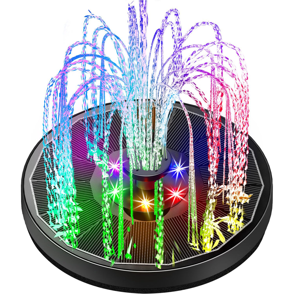 Yzert Solar Fountain Pump For Bird Bath Full Glass Panel, 3.5W Solar Bird Bath Fountains Pump With Lights, Solar Water Fountain